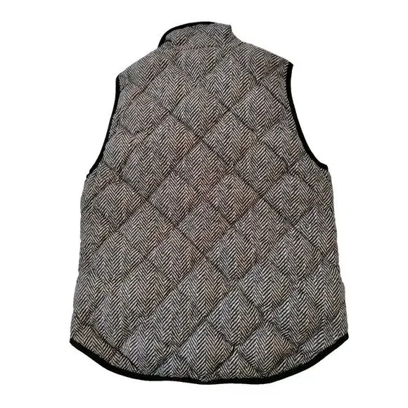 J Crew Women's Small Black Herringbone Down Excursion Puffer Zip Vest - Picture 3 of 4